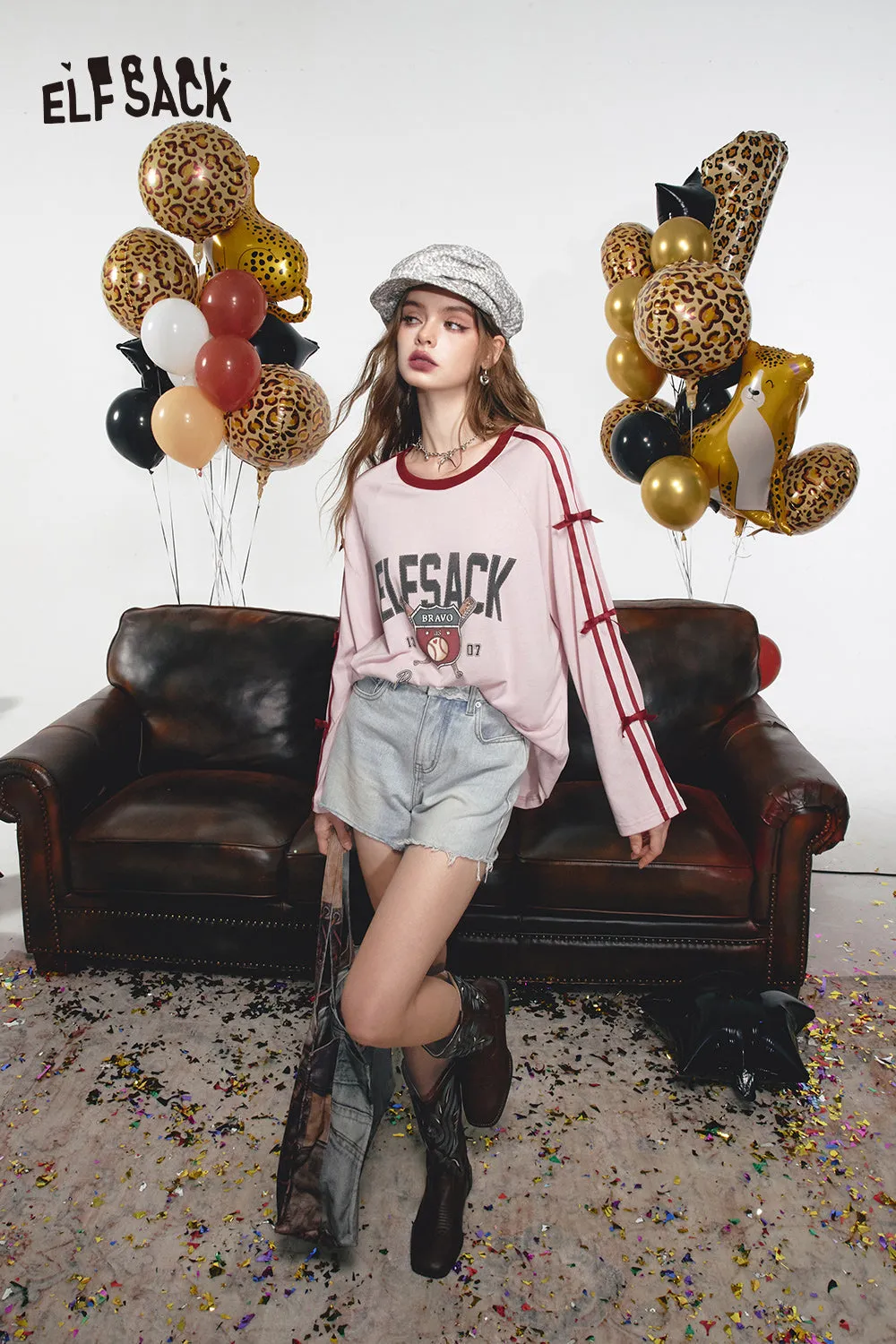 2024 Summer ELFSACK New Arrivals Gray Retro Washed Slim Pictorial Printed Casual Sleeveless Vest Suspenders for Women