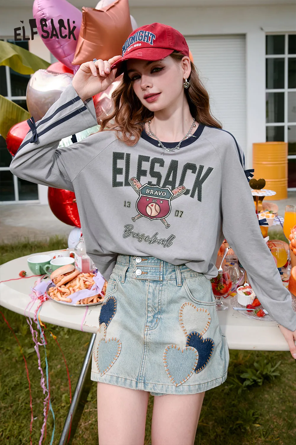 2024 Summer ELFSACK New Arrivals Gray Retro Washed Slim Pictorial Printed Casual Sleeveless Vest Suspenders for Women