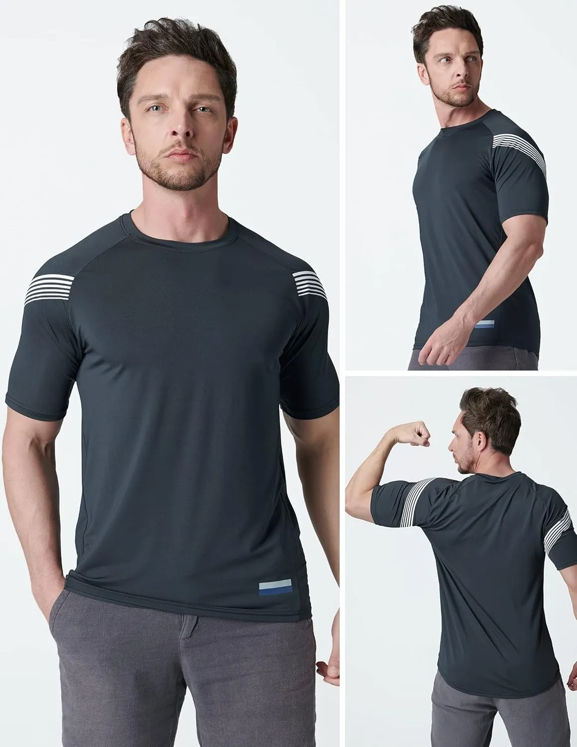 5 Pack Mens Active Quick Dry Crew Neck T Shirts | Athletic Running Gym Workout Short Sleeve Tee Tops Bulk