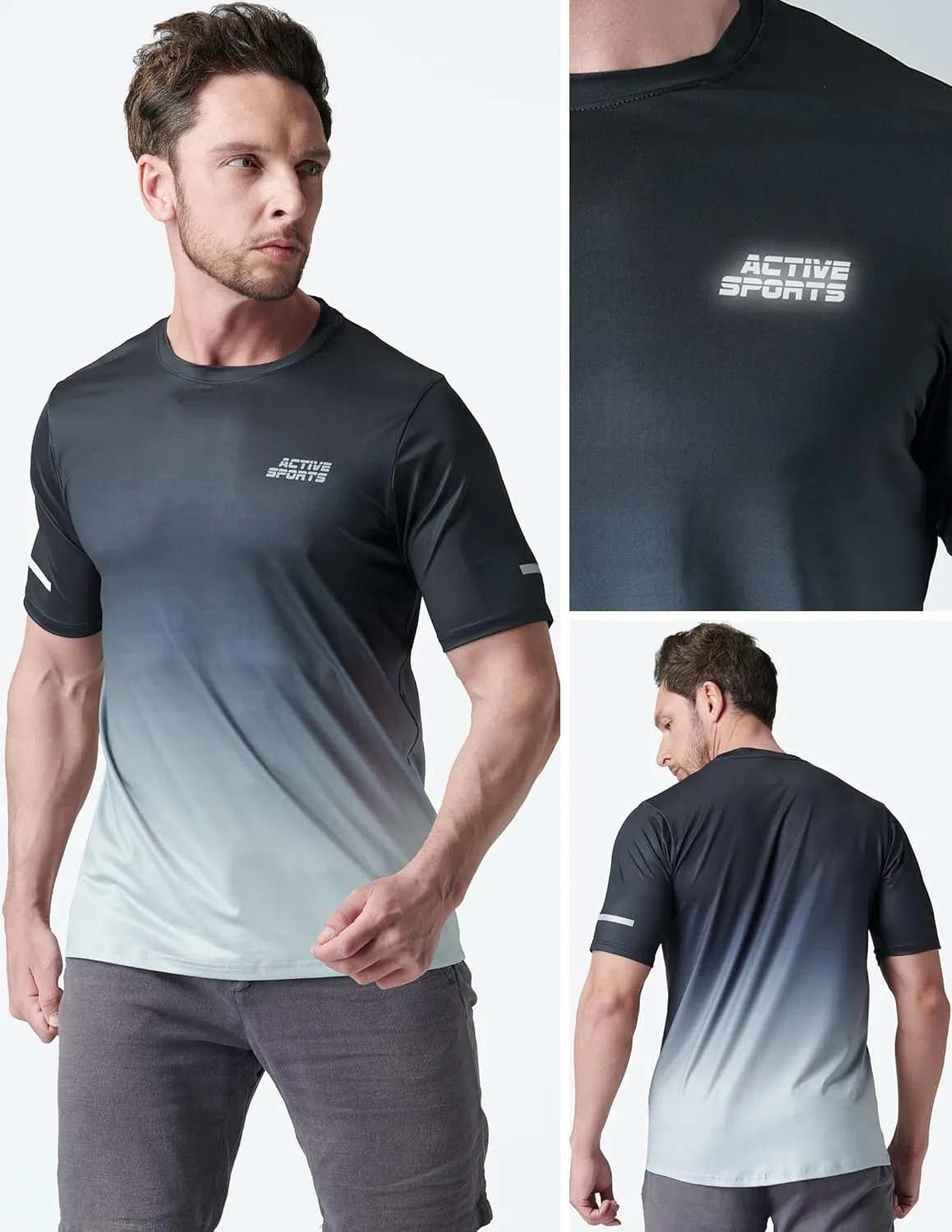 5 Pack Mens Active Quick Dry Crew Neck T Shirts | Athletic Running Gym Workout Short Sleeve Tee Tops Bulk