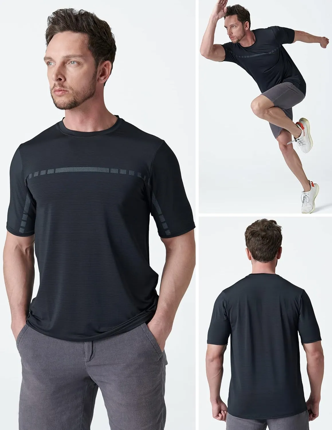 5 Pack Mens Active Quick Dry Crew Neck T Shirts | Athletic Running Gym Workout Short Sleeve Tee Tops Bulk