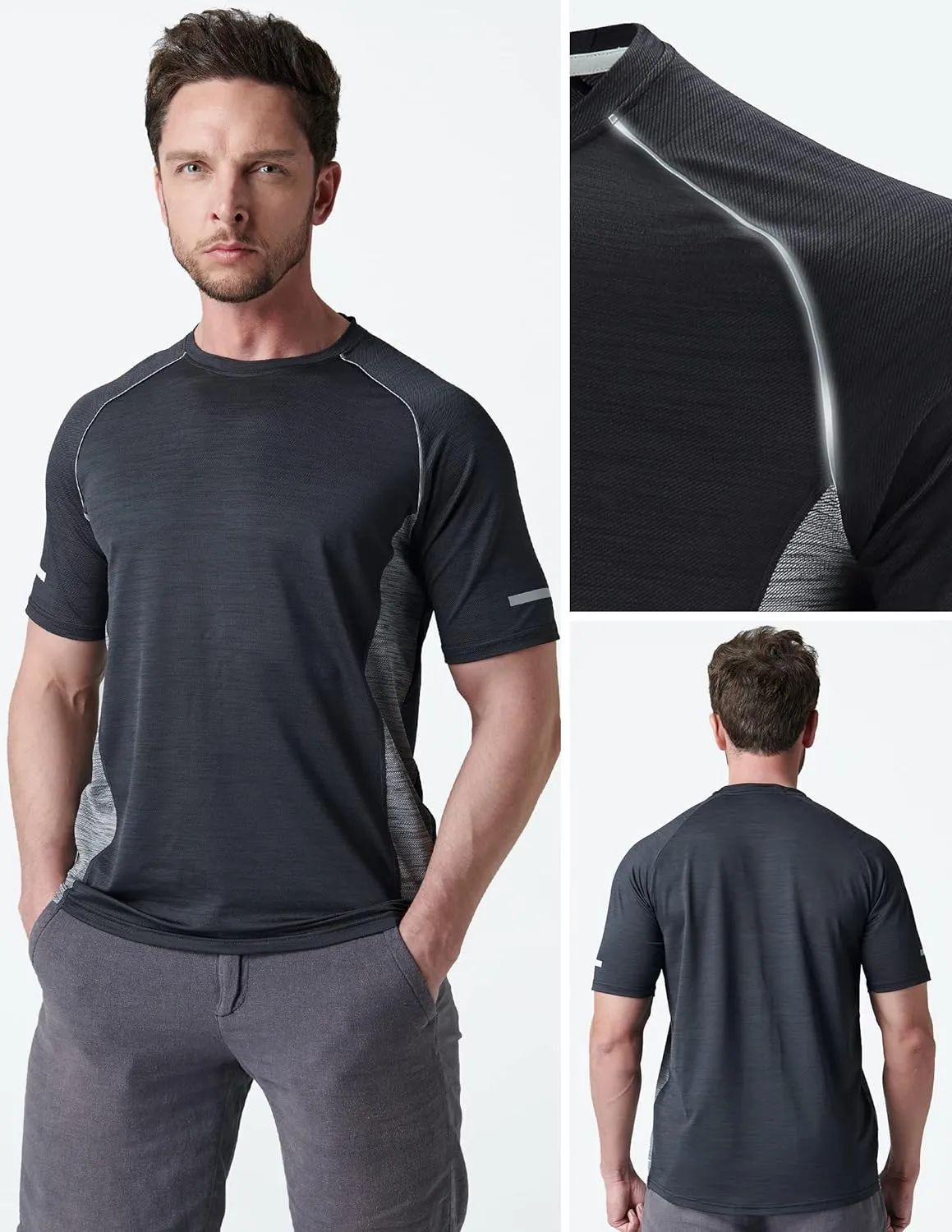 5 Pack Mens Active Quick Dry Crew Neck T Shirts | Athletic Running Gym Workout Short Sleeve Tee Tops Bulk