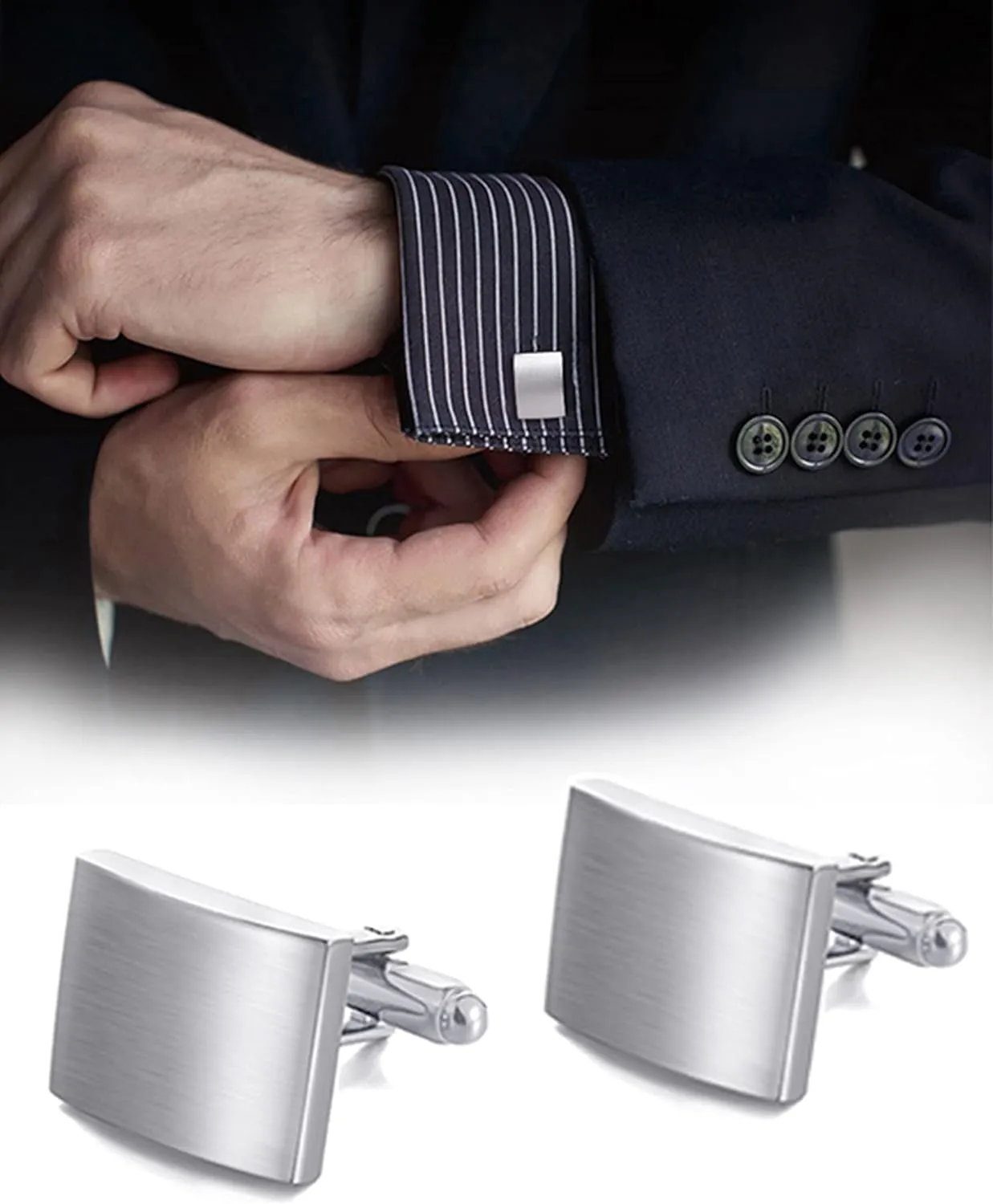6 Pairs Cufflinks Classic Striped Disc Square Spherical Knot CZ Rectangle Cylindrical Cufflinks Set for Men