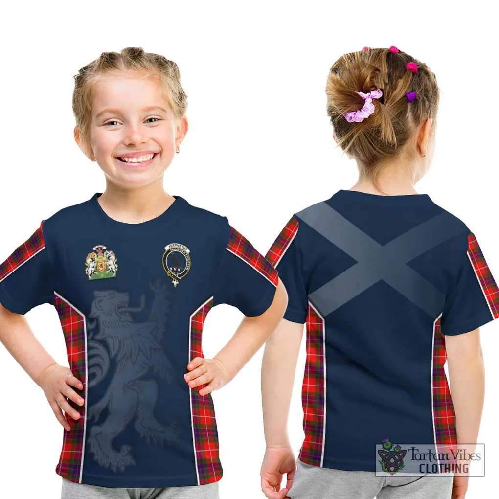 Abernethy Tartan Kid T-Shirt with Family Crest and Lion Rampant Vibes Sport Style