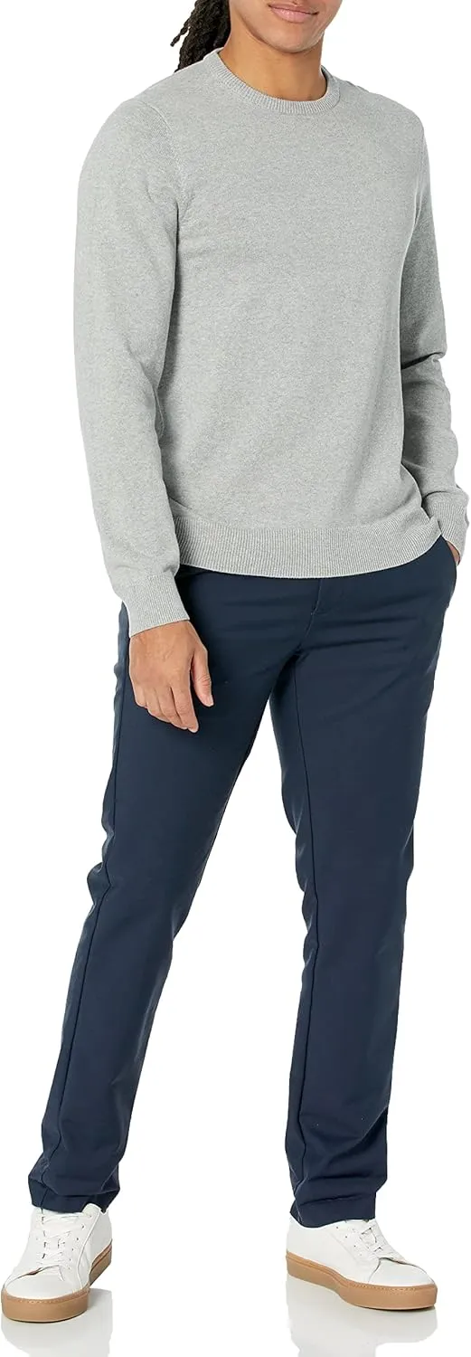 Amazon Essentials Men's Long-Sleeve Crewneck Sweater, 100% Cotton, Big & Tall Options Available