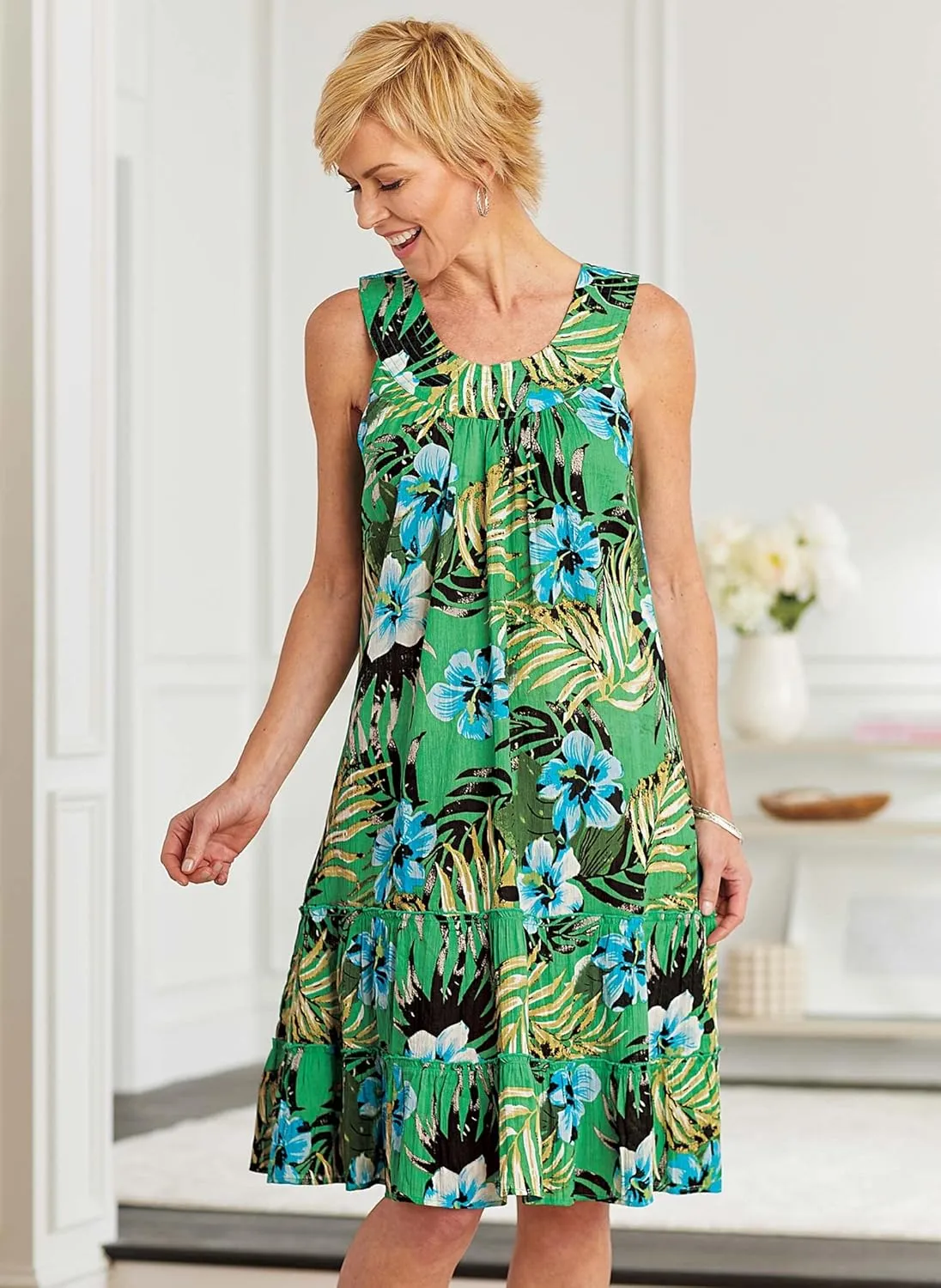 Anthony Richards Women's Crinkle Gauze Sun Dress 100% Cotton Sleeveless Dress