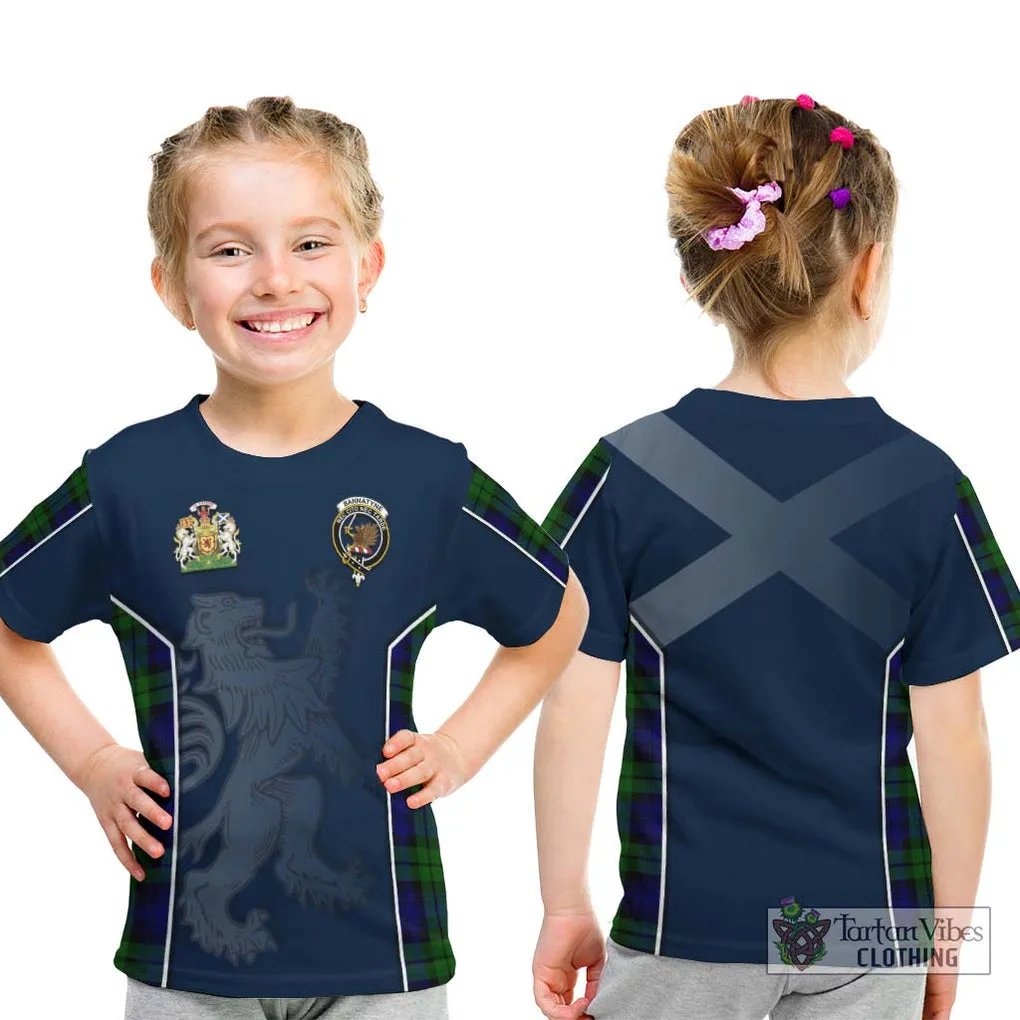 Bannatyne Tartan Kid T-Shirt with Family Crest and Lion Rampant Vibes Sport Style