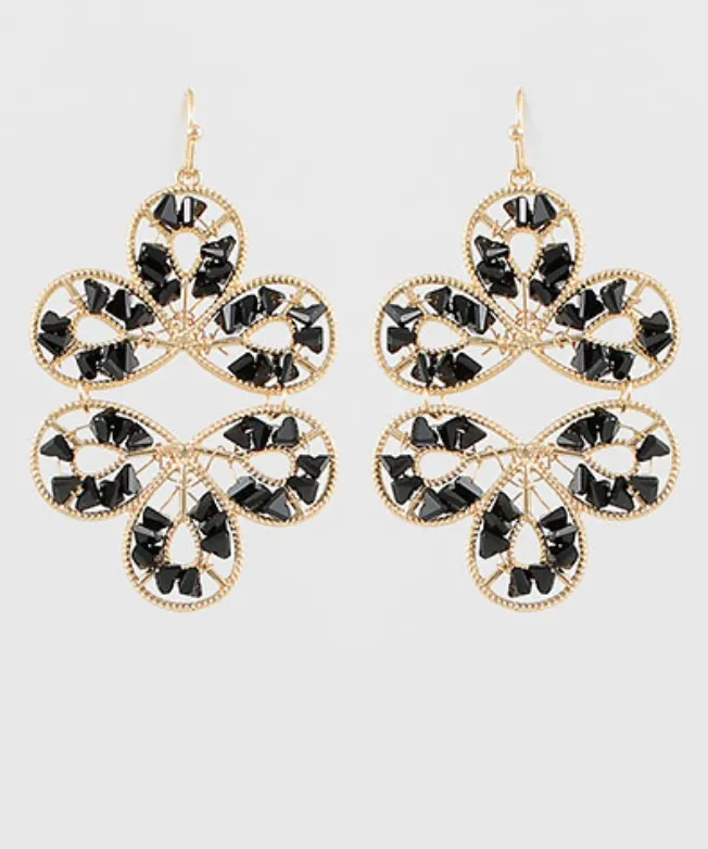 Beaded Bud Flower Wire Earrings
