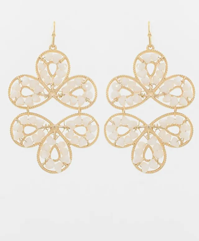 Beaded Bud Flower Wire Earrings