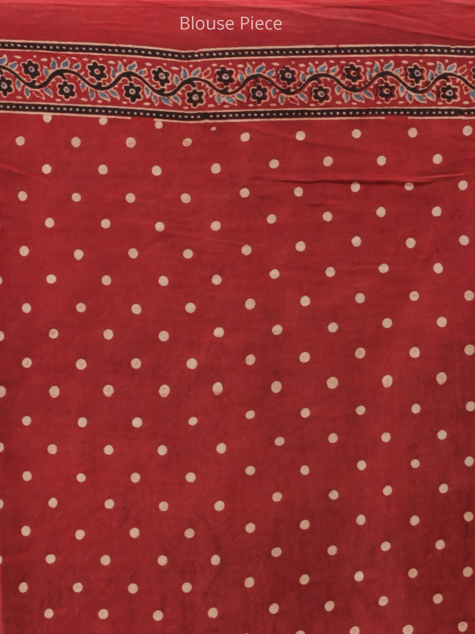 Beige Red Indigo Black Ajrakh Hand Block Printed Modal Silk Saree - S031704259
