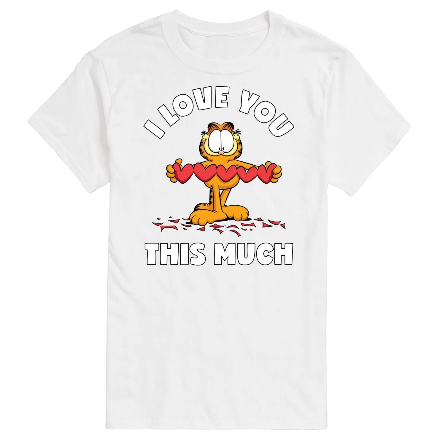Big and tall Garfield loves you very much Licensed Character, white