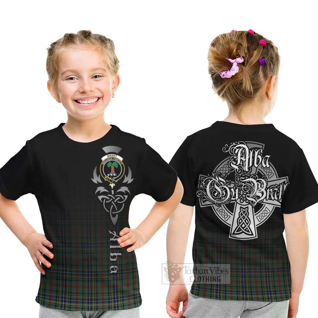 Bisset Tartan Kid T-Shirt Featuring Alba Gu Brath Family Crest Celtic Inspired