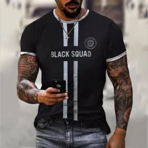 Black Letters Vintage Print T-Shirt