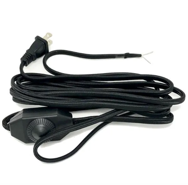 Black Parallel Cloth Covered Cord with Full Range Dimmer Switch