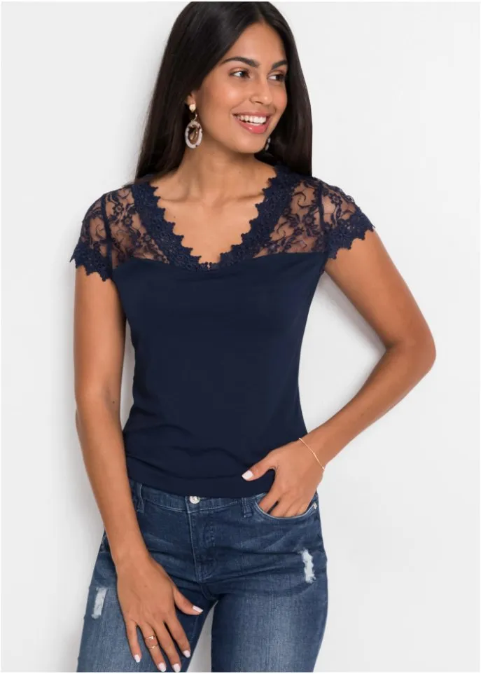 Bodyflirt lace shirt, blue