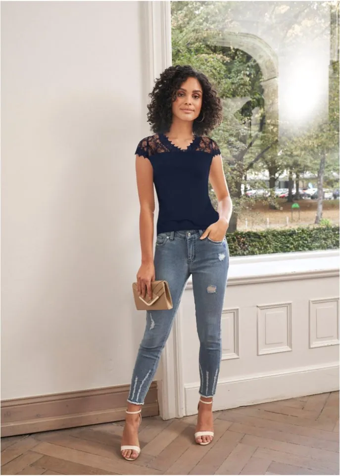 Bodyflirt lace shirt, blue