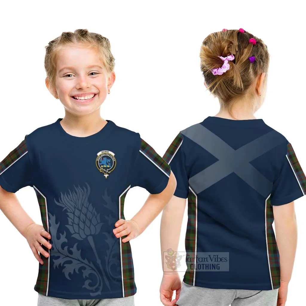 Bowie Tartan Kid T-Shirt with Family Crest and Scottish Thistle Vibes Sport Style