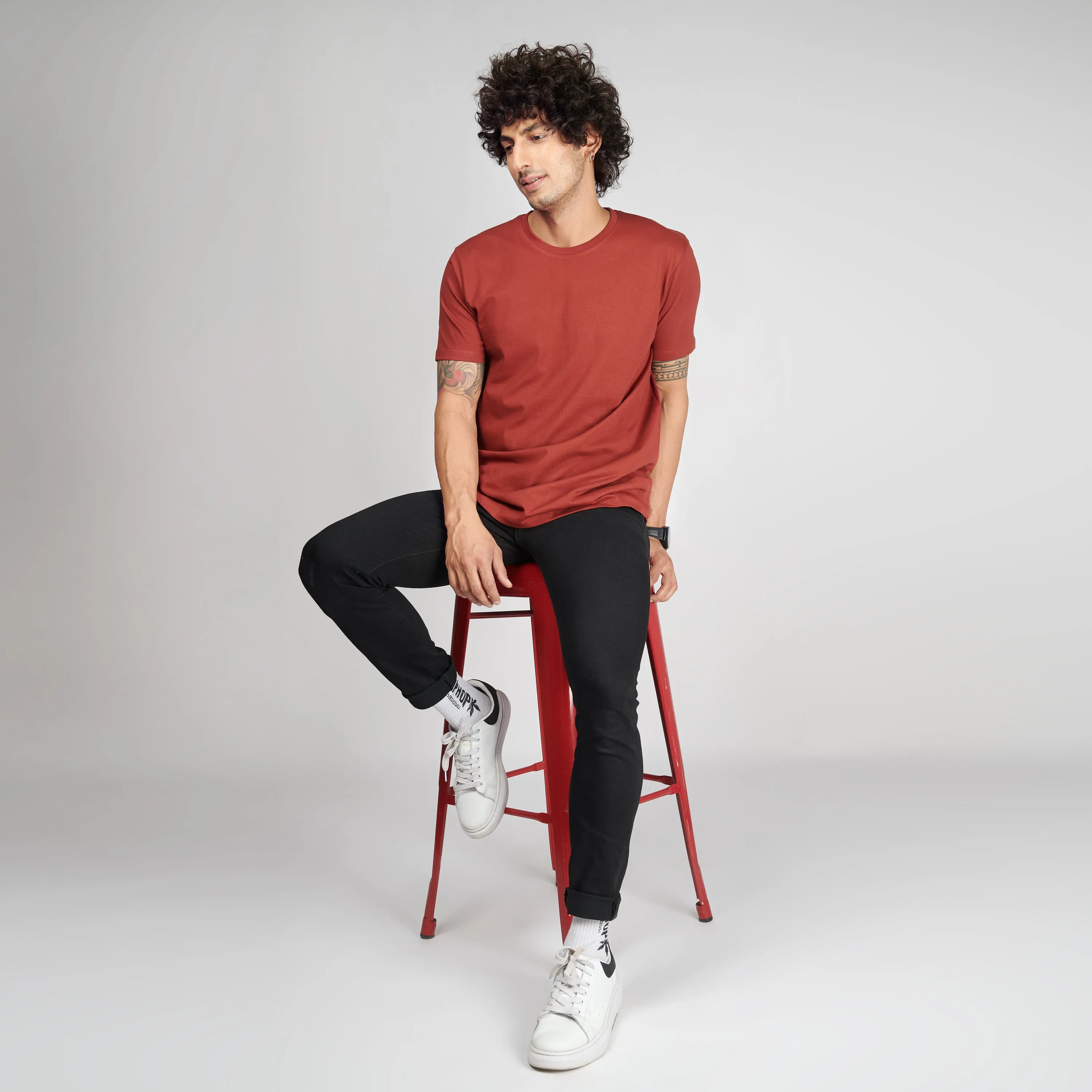 Brick Red Half Sleeve T-Shirt