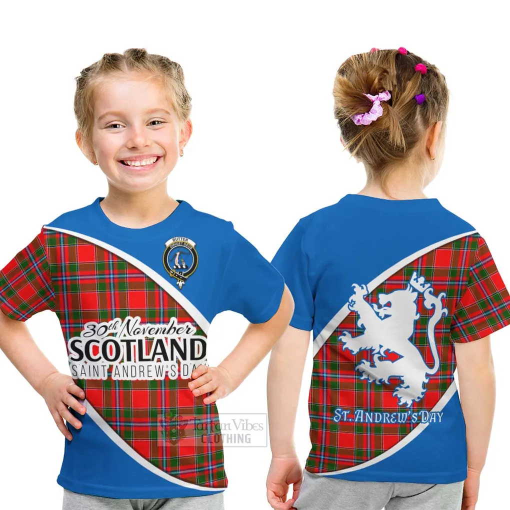Butter Family Crest Tartan Kid T-Shirt Celebrate Saint Andrew's Day in Style
