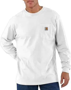 Carhartt Men's Loose Fit Heavyweight Long-Sleeve Pocket T-Shirt, White, TLL-3XL