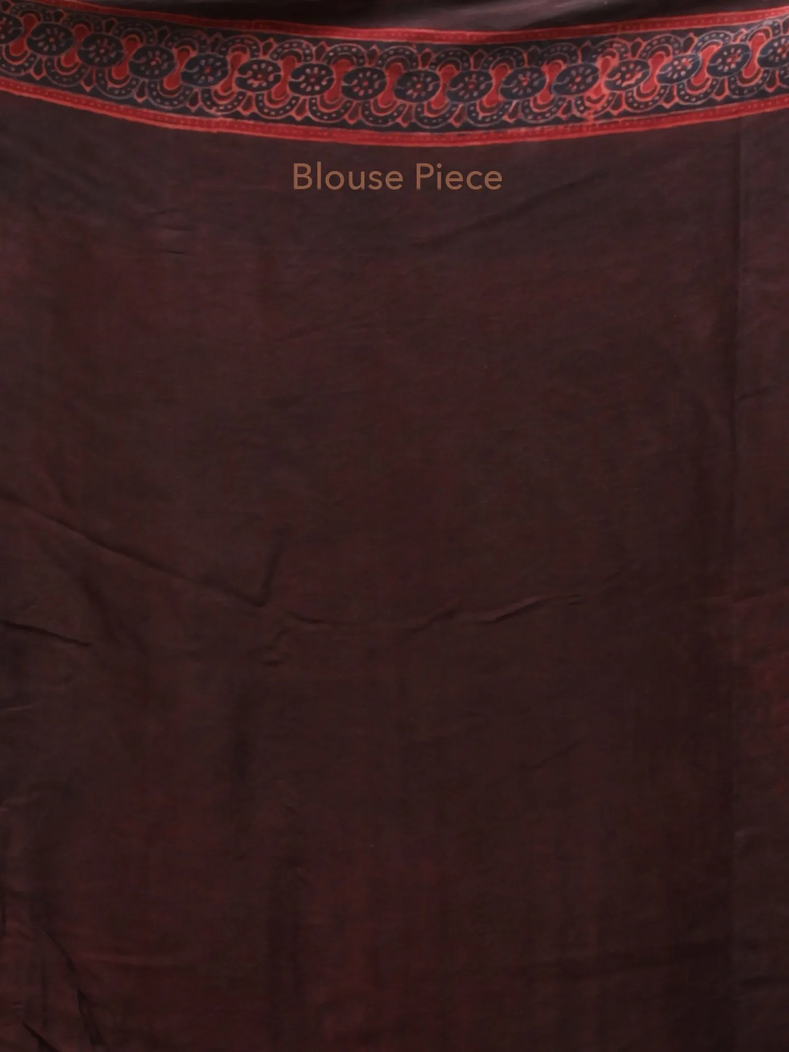 Crimson Red Black Ajrakh Hand Block Printed Modal Silk Saree - S031704152