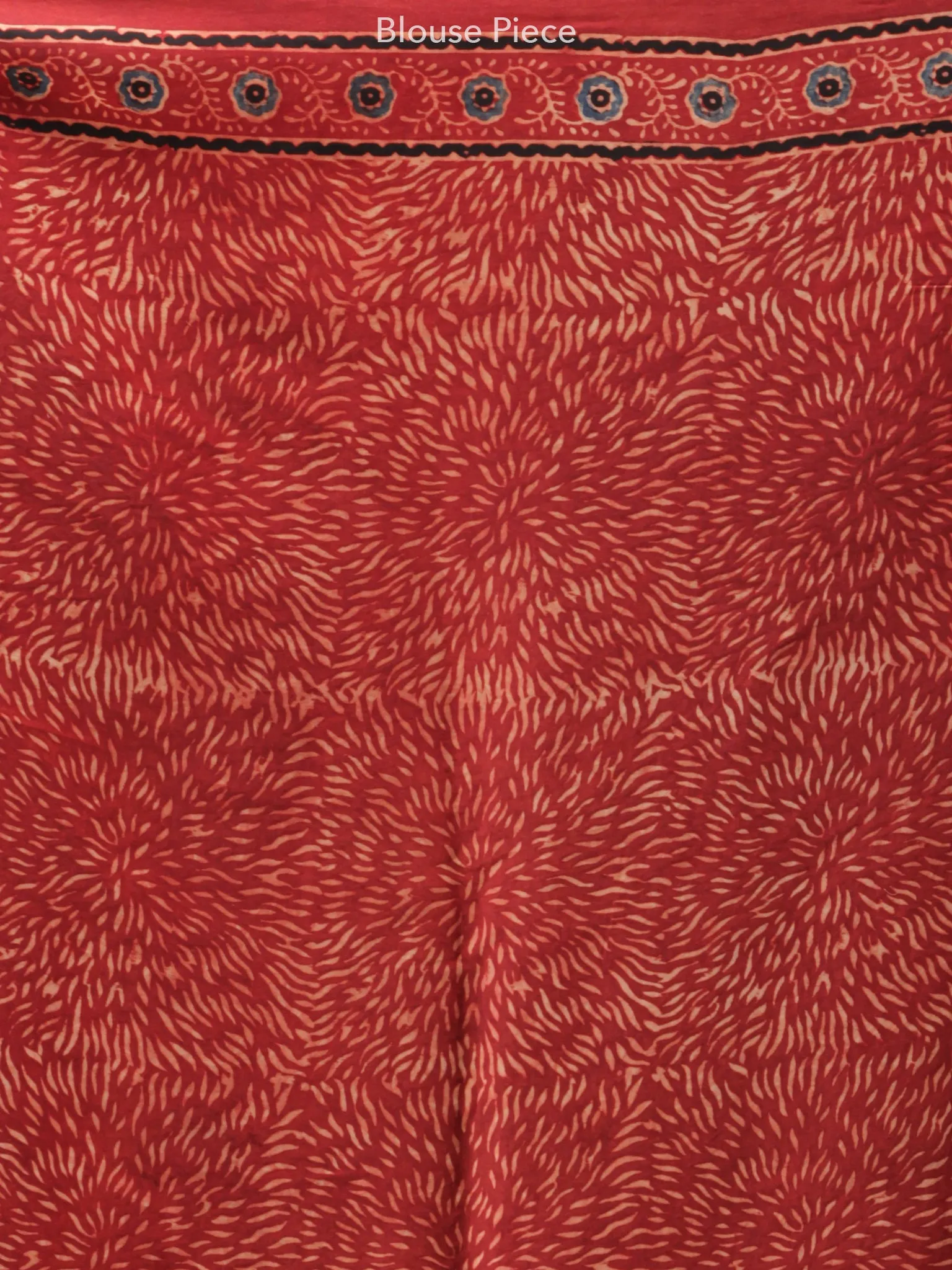 Crimson Red Indigo Black Ajrakh Hand Block Printed Modal Silk Saree - S031704228
