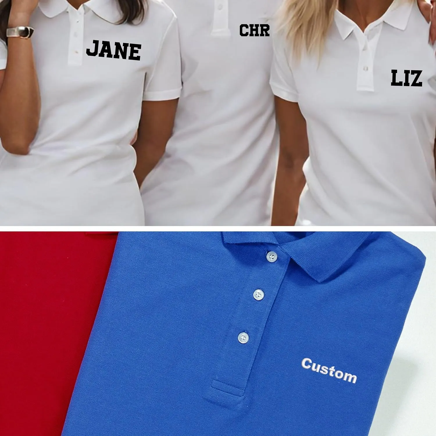 Custom Men Women Polo Shirts Personalized Shirt Golf Jersey Tees Customized Text PocketBack Arm Embroidered White
