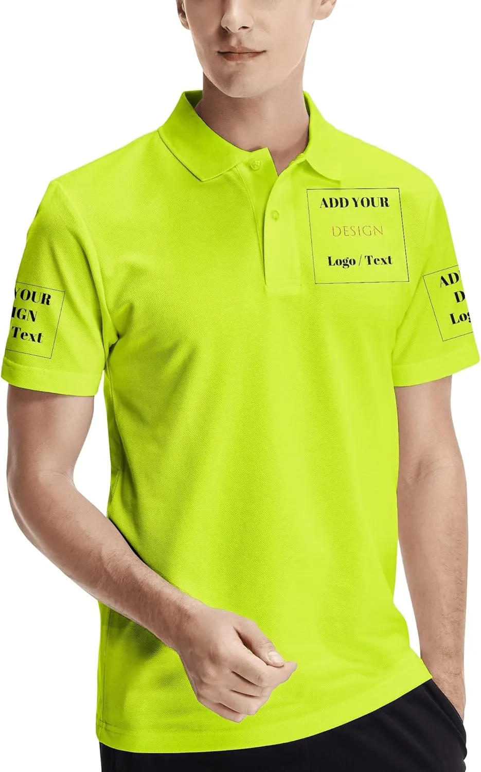 Custom Polo Shirts for Men Personalized Polo Shirt Slim Fit Design Your Own Logo & Text T-Shirts Print Golf Shirt