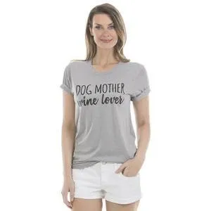 Dog mother wi-ne lover T-shirts •• Pink, peach or gray •• S - XXL