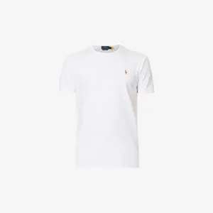 Fitted short-sleeved cotton jersey T-shirt with embroidered Polo Ralph Lauren logo ,  white