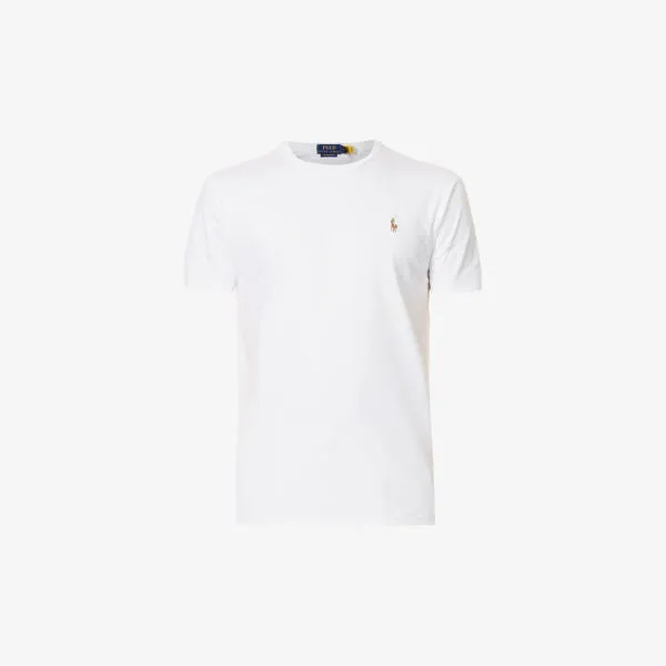 Fitted short-sleeved cotton jersey T-shirt with embroidered Polo Ralph Lauren logo ,  white