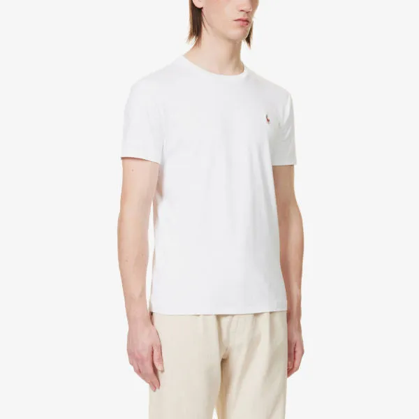 Fitted short-sleeved cotton jersey T-shirt with embroidered Polo Ralph Lauren logo ,  white
