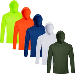 Gary Com 5 Packs Men Long Sleeve T-Shirts Quick Dry Athletic Running Activewear Workout Hoodies UPF 50  Sun Protection