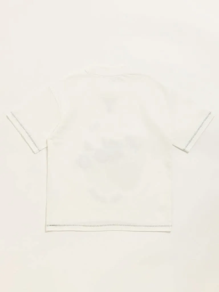 HOP Kids Off-White Textured T-Shirt