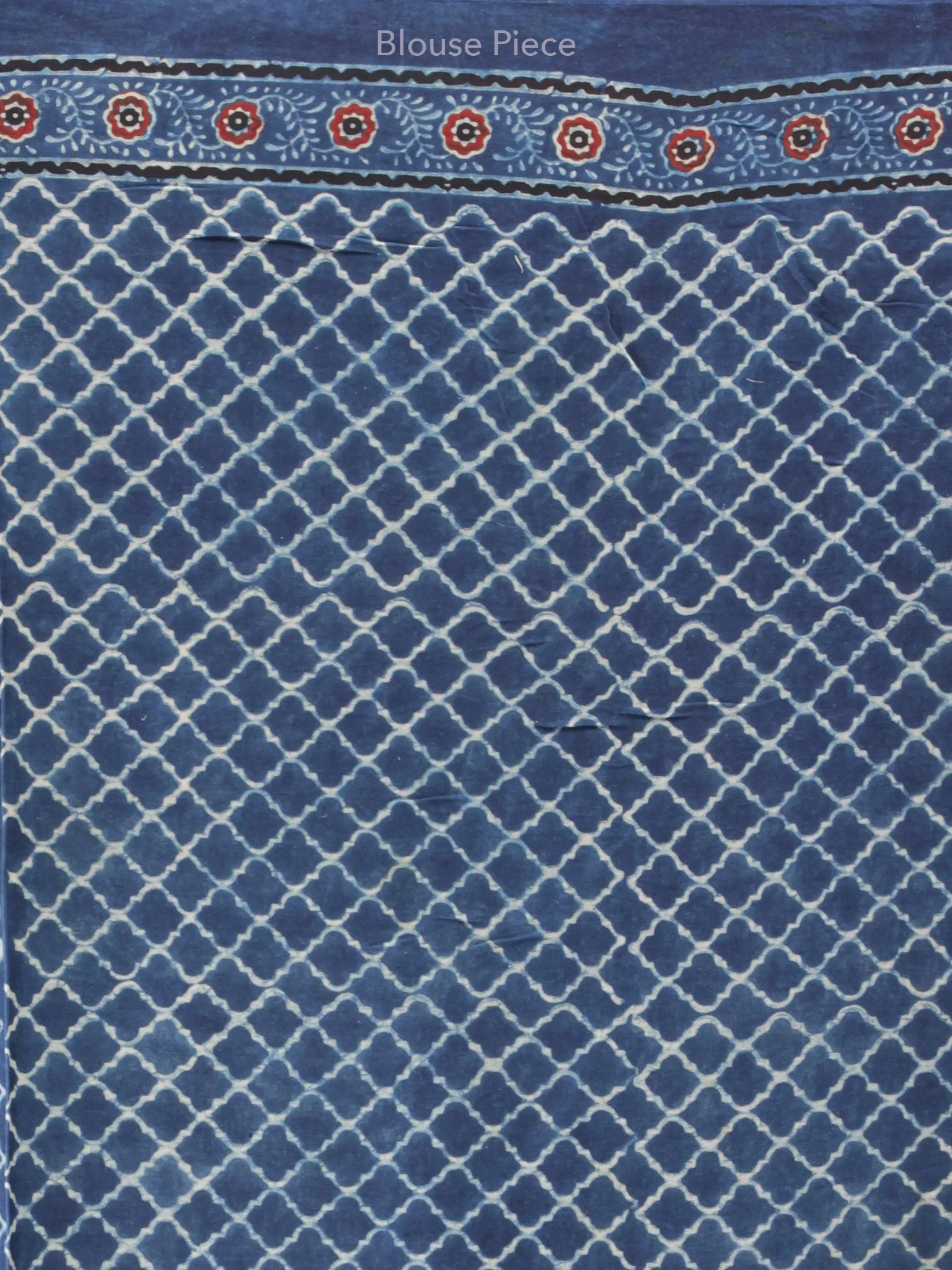 Indigo Ivory Maroon Ajrakh Hand Block Printed Modal Silk Saree in Natural Colors - S031703354