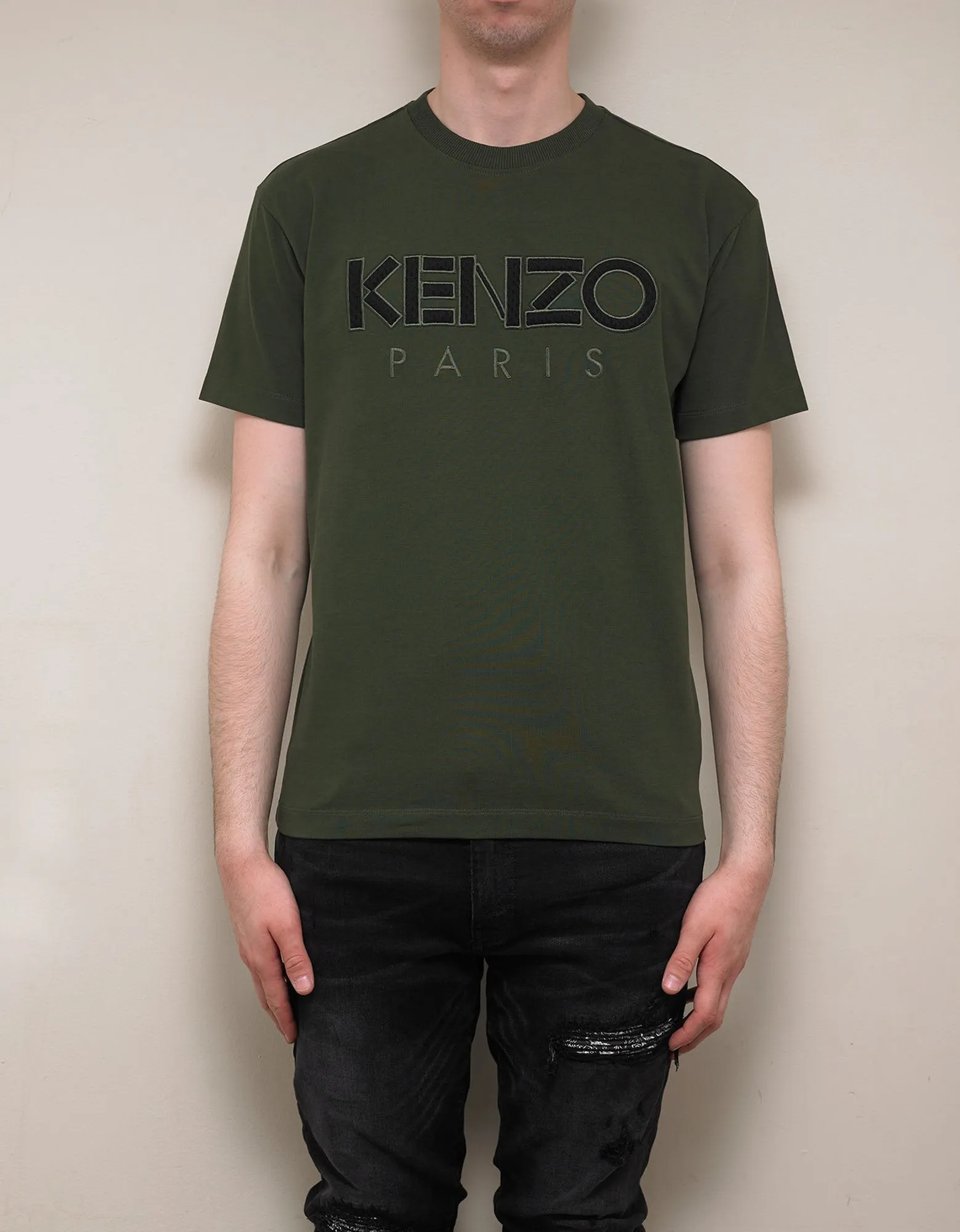 Khaki Logo Embroidery T-Shirt
