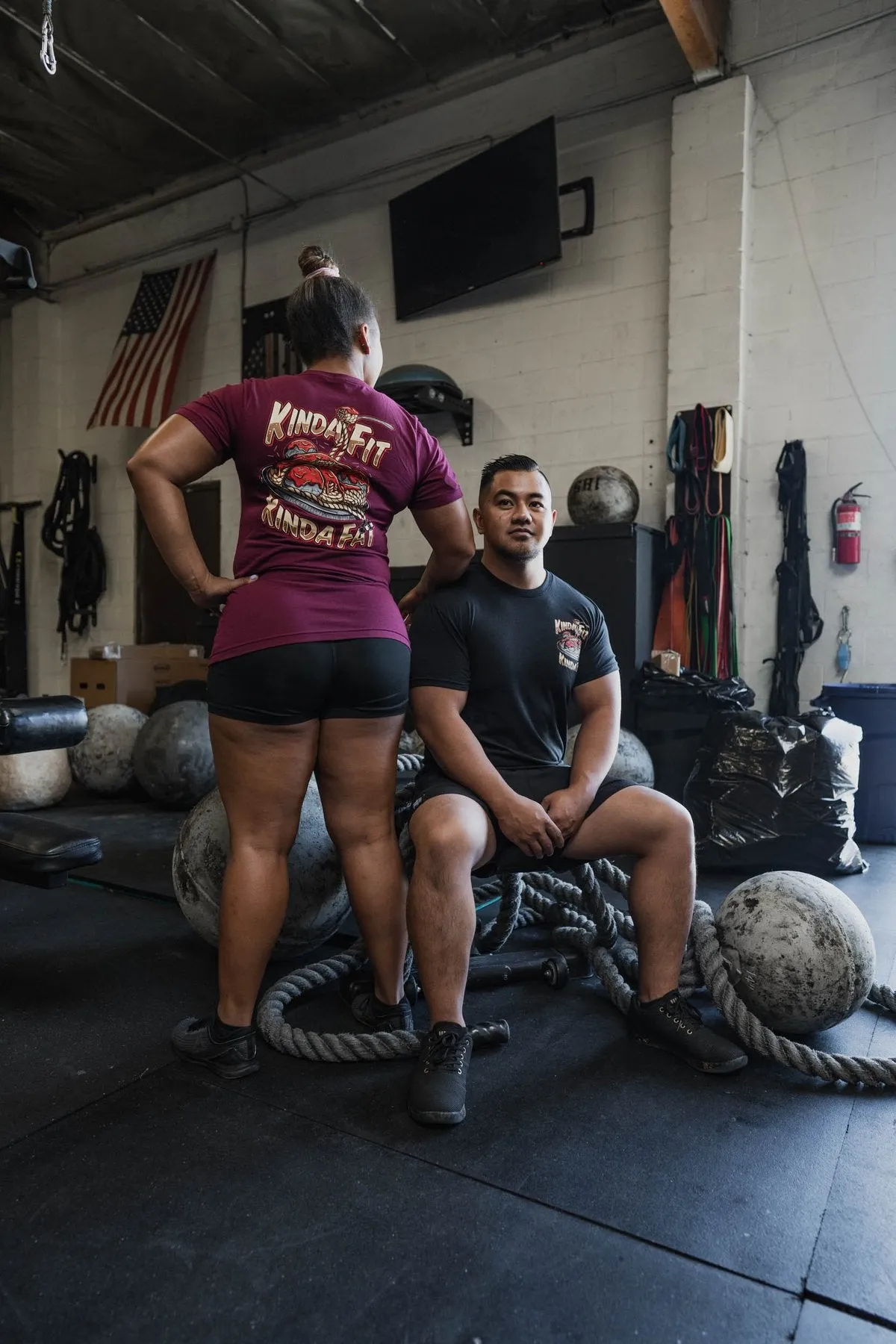 Kinda Fit Kinda Fat Strong Spaghetti Tee (Maroon)