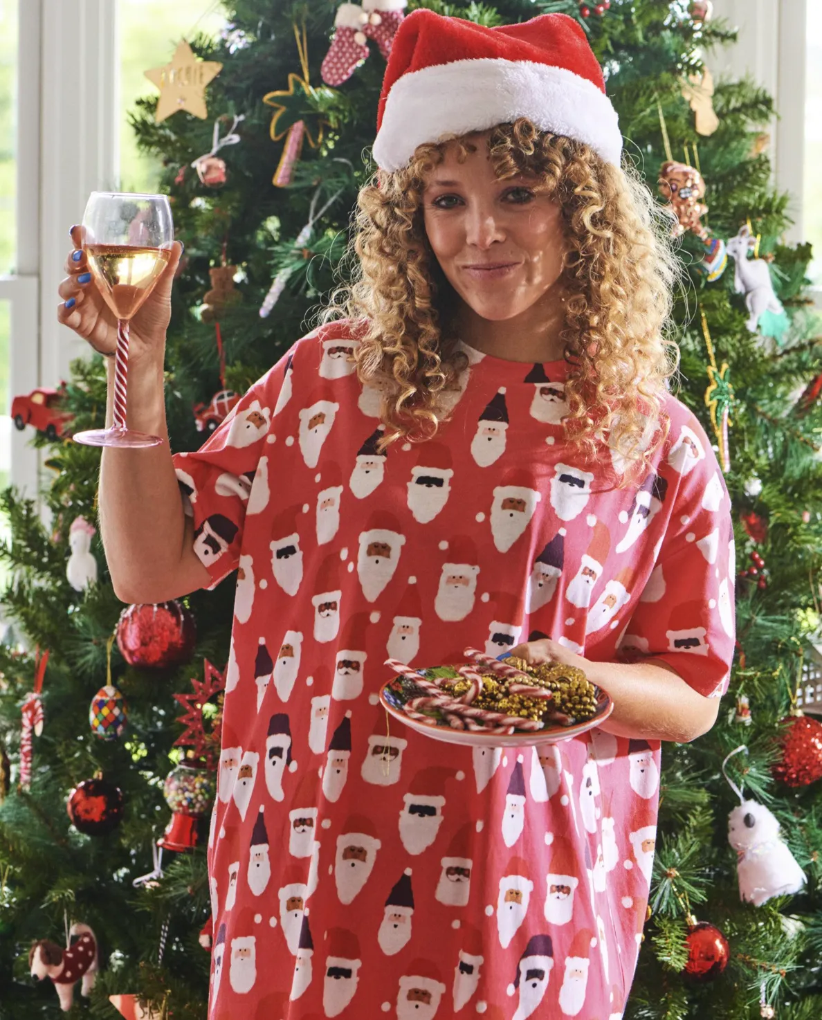 Kip & Co HoHoHo Red Organic Cotton Oversize T-shirt Nightie