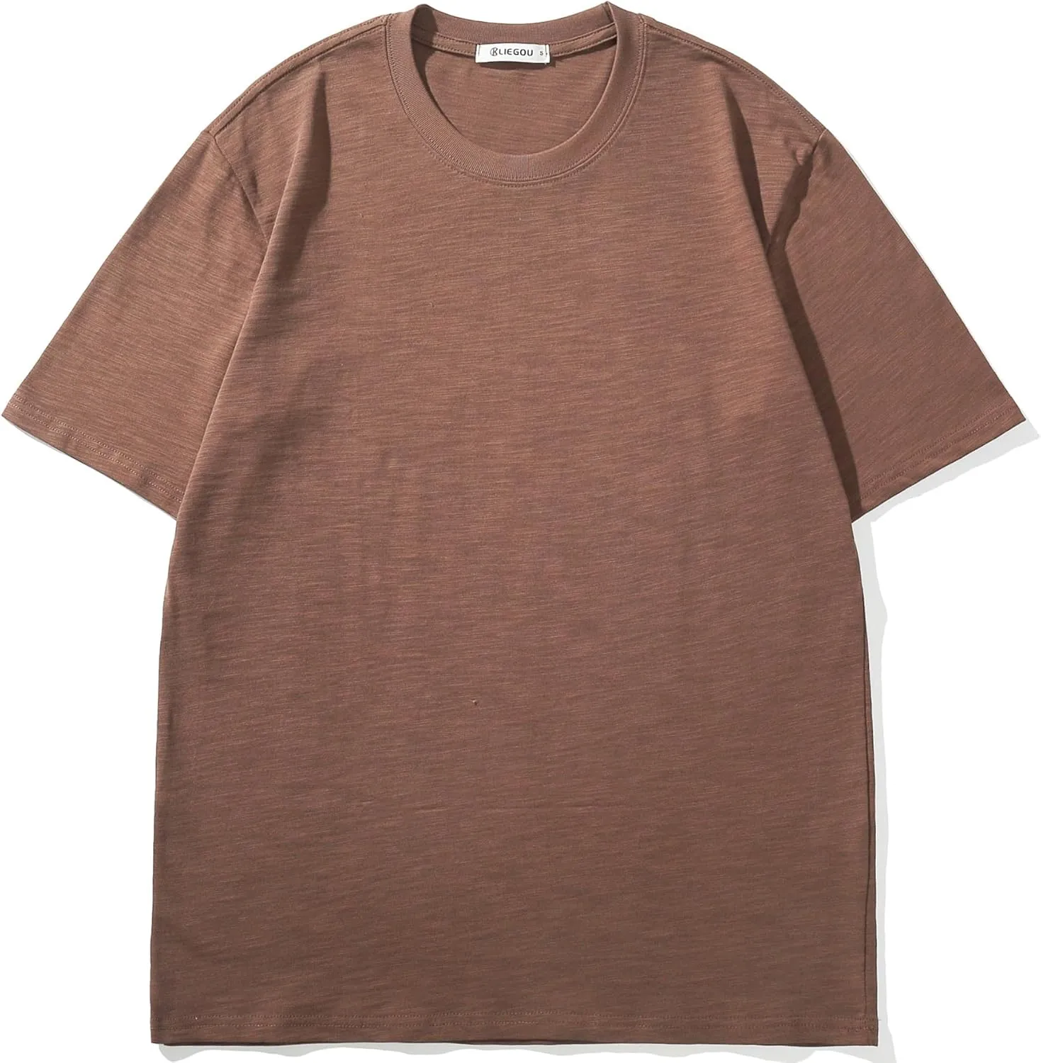 KLIEGOU Men's 100 Cotton Loose Fit Thick T-Shirt Heavy Weight Crewneck Tees for Men