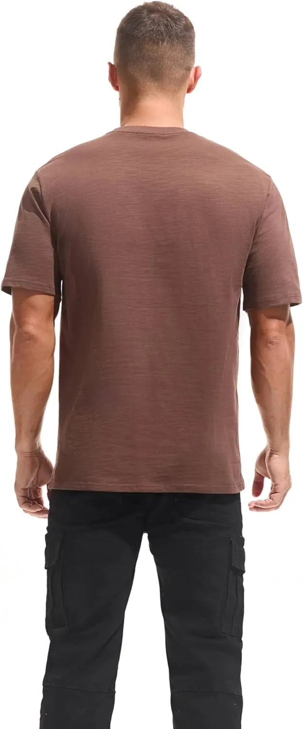 KLIEGOU Men's 100 Cotton Loose Fit Thick T-Shirt Heavy Weight Crewneck Tees for Men