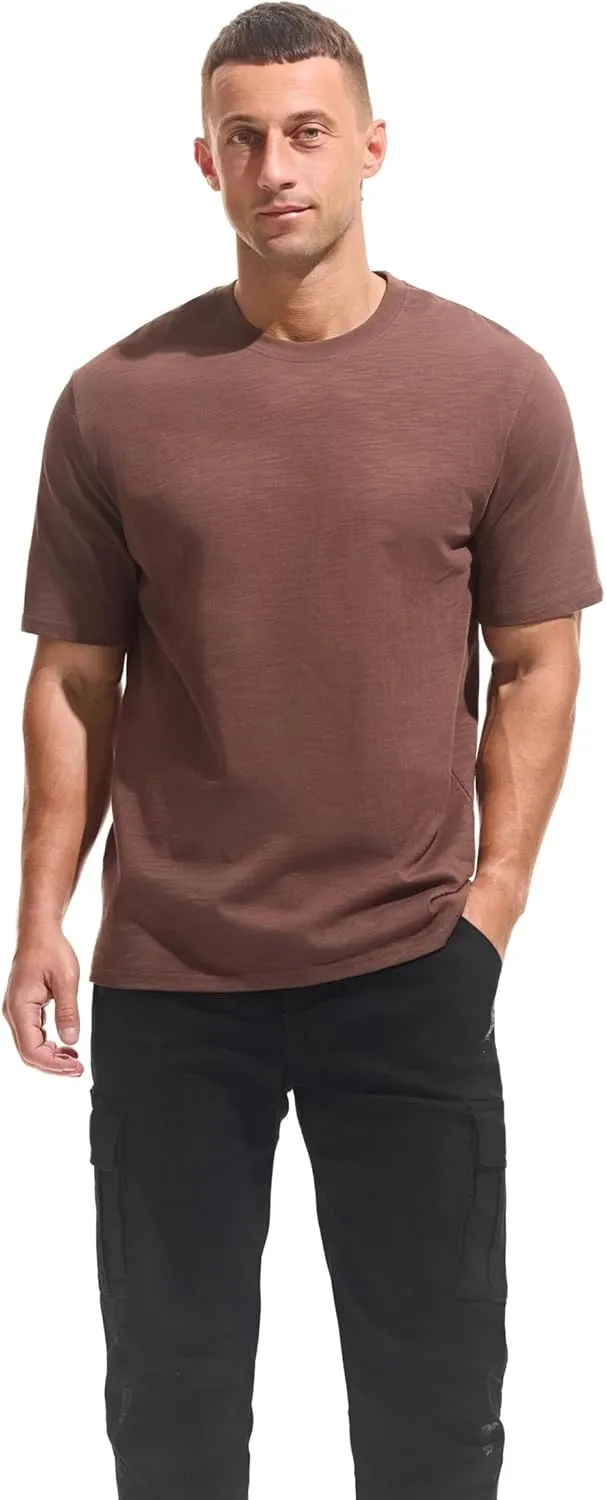KLIEGOU Men's 100 Cotton Loose Fit Thick T-Shirt Heavy Weight Crewneck Tees for Men