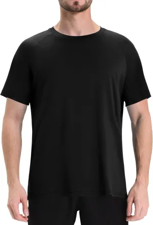 LalaHooK Workout Mens Shirts - Black Quick Dry Gym Short Sleeve Moisture Wicking T Shirts for Running Athletic Casual Work
