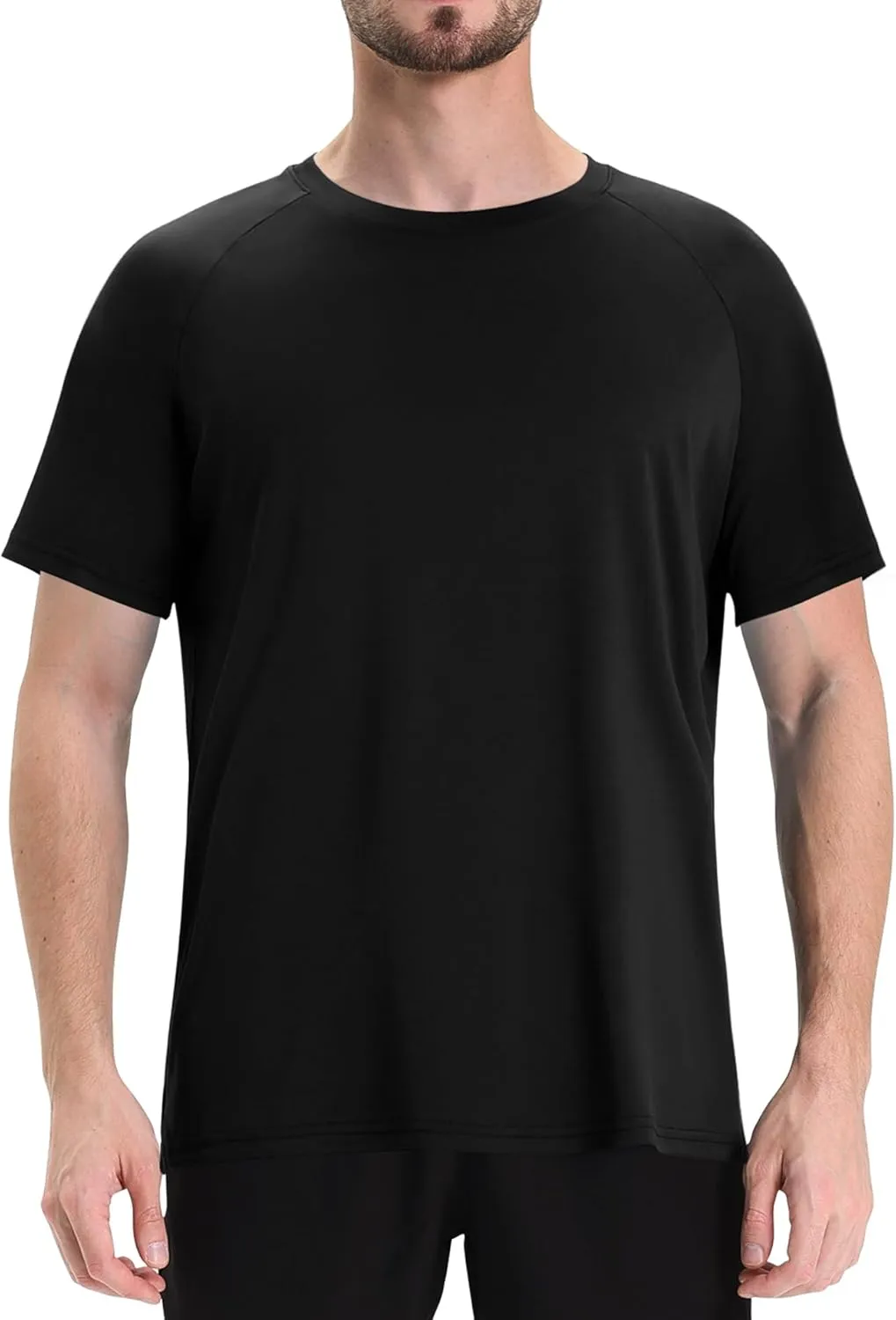 LalaHooK Workout Mens Shirts - Black Quick Dry Gym Short Sleeve Moisture Wicking T Shirts for Running Athletic Casual Work