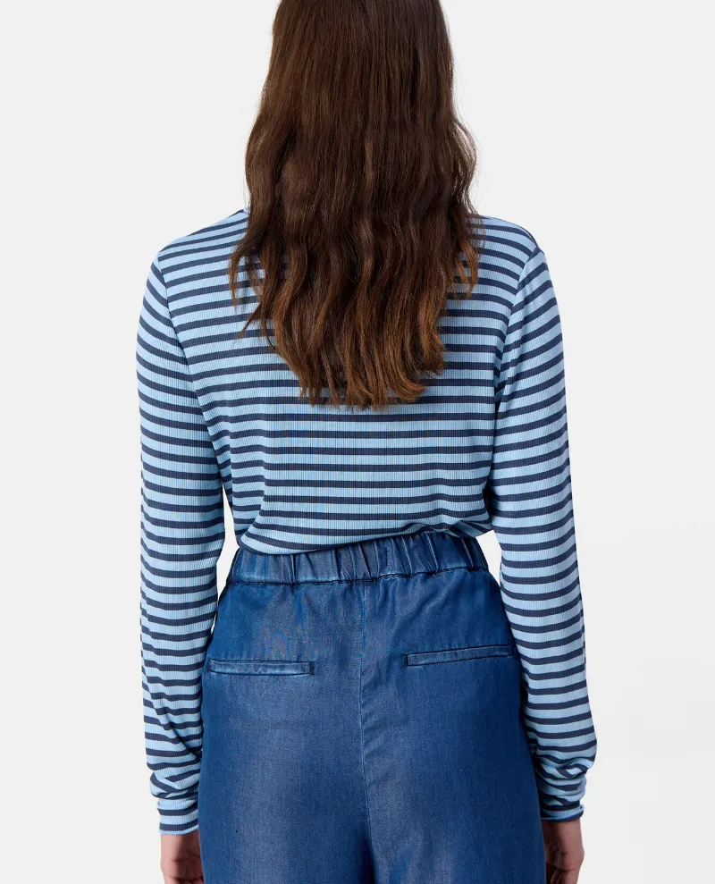 Levete Room Ika Breezy Blue Stripe T-Shirt - UK14