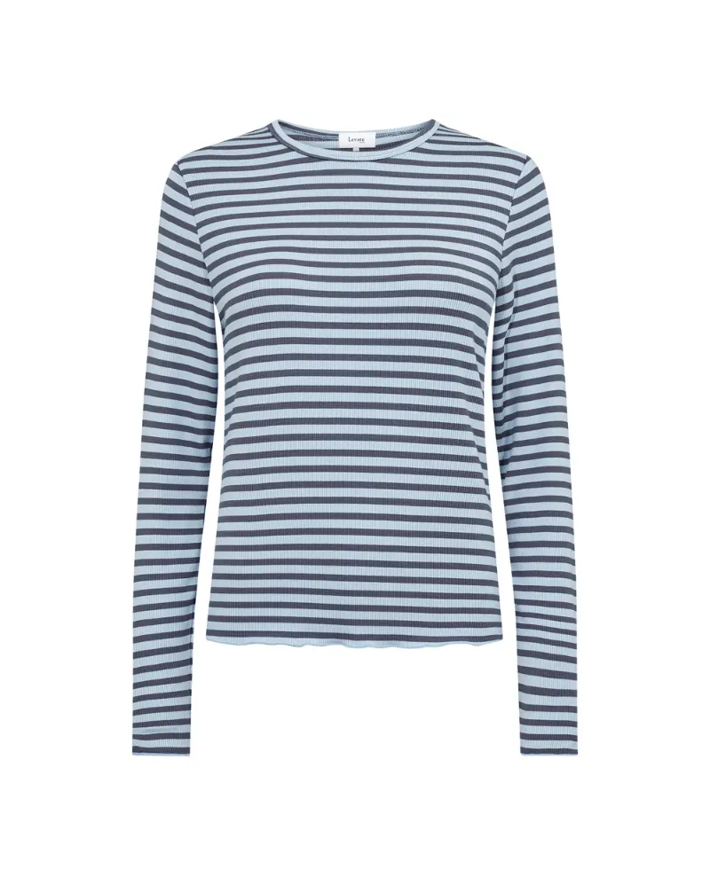 Levete Room Ika Breezy Blue Stripe T-Shirt - UK14