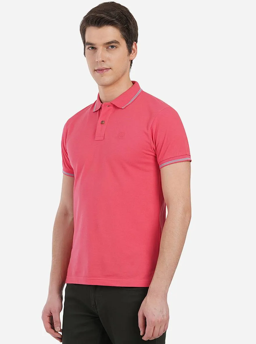 Light Peach Solid Slim Fit Polo T-Shirt | Greenfibre