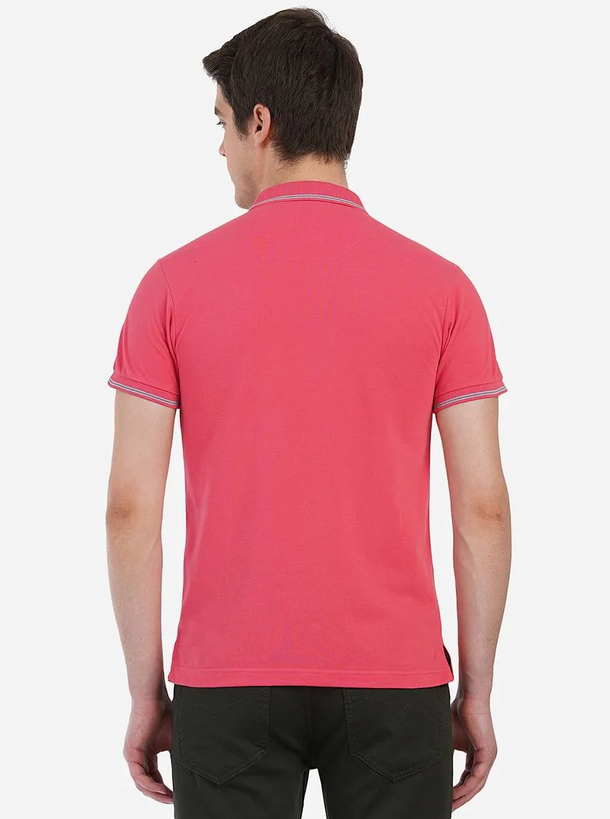 Light Peach Solid Slim Fit Polo T-Shirt | Greenfibre