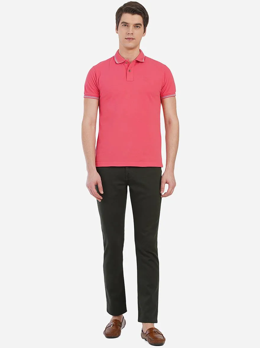 Light Peach Solid Slim Fit Polo T-Shirt | Greenfibre