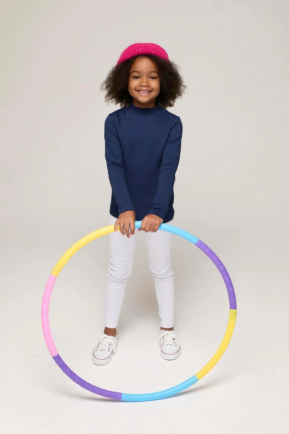 Lilax Girls' Basic Long Sleeve Mock Turtleneck Cotton T-Shirt