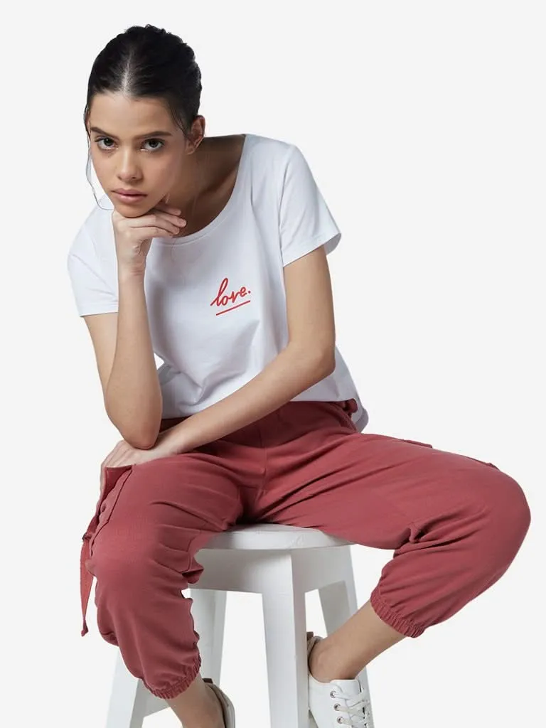 LOV White Printed High-Low Sherry T-Shirt
